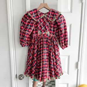 VTG Mousefeathers Peter Pan Collar Floral Dress Bow size 6 Kid